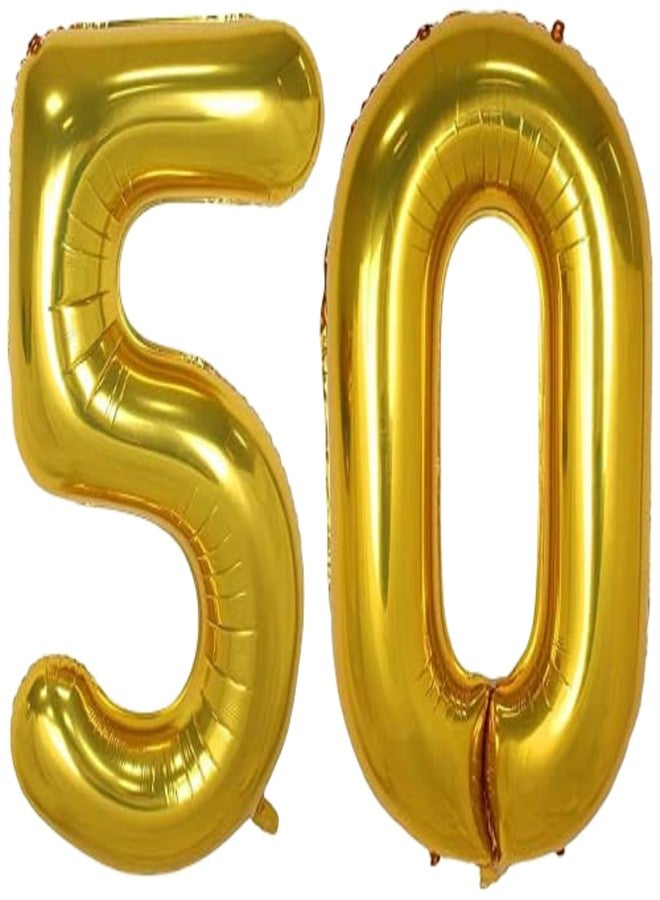 Atpata Funky 50 Number Golden Foil Balloon 40 Inch Size Ideal for 50th Birthday Parties, Wedding Anniversaries and Special Events Decorations Items | Gold Foil Balloon for Birthday Decoration Kit - Image 3